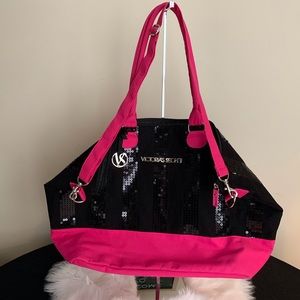 Black & Pink Sequined Victoria’s Secret Bag